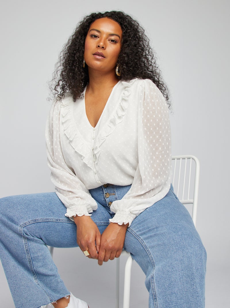 White Plumetis Blouse