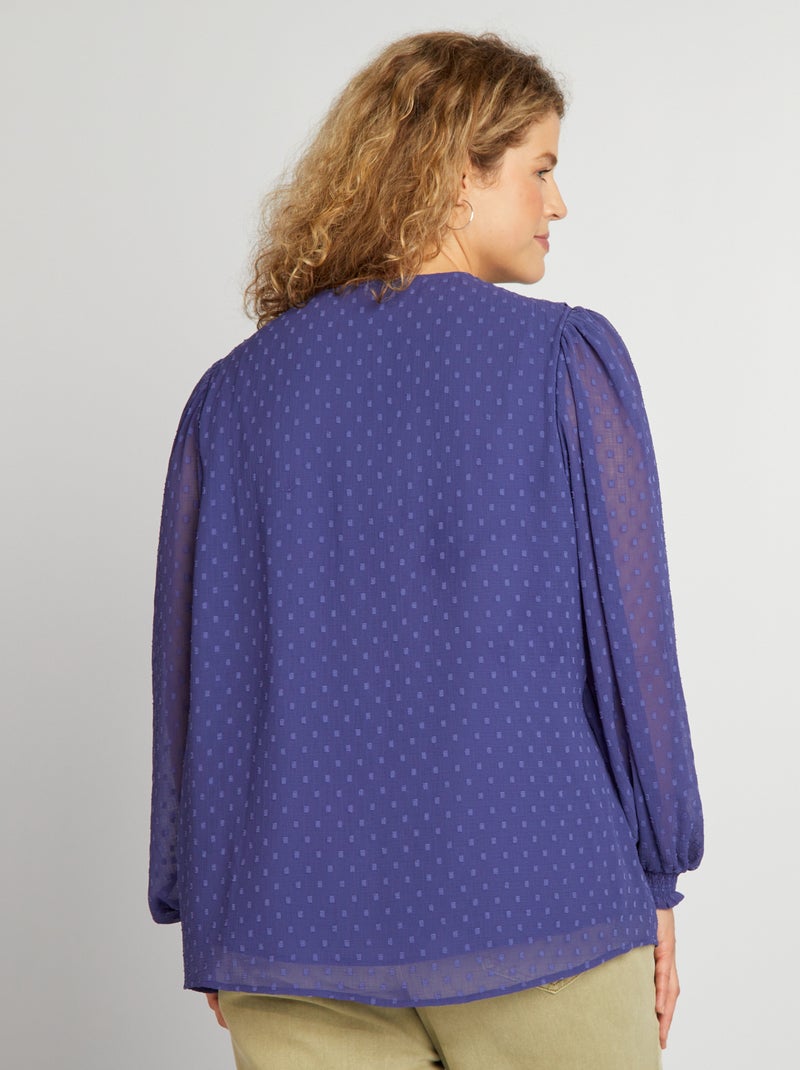 Blouse en plumetis et volantée Bleu - Kiabi