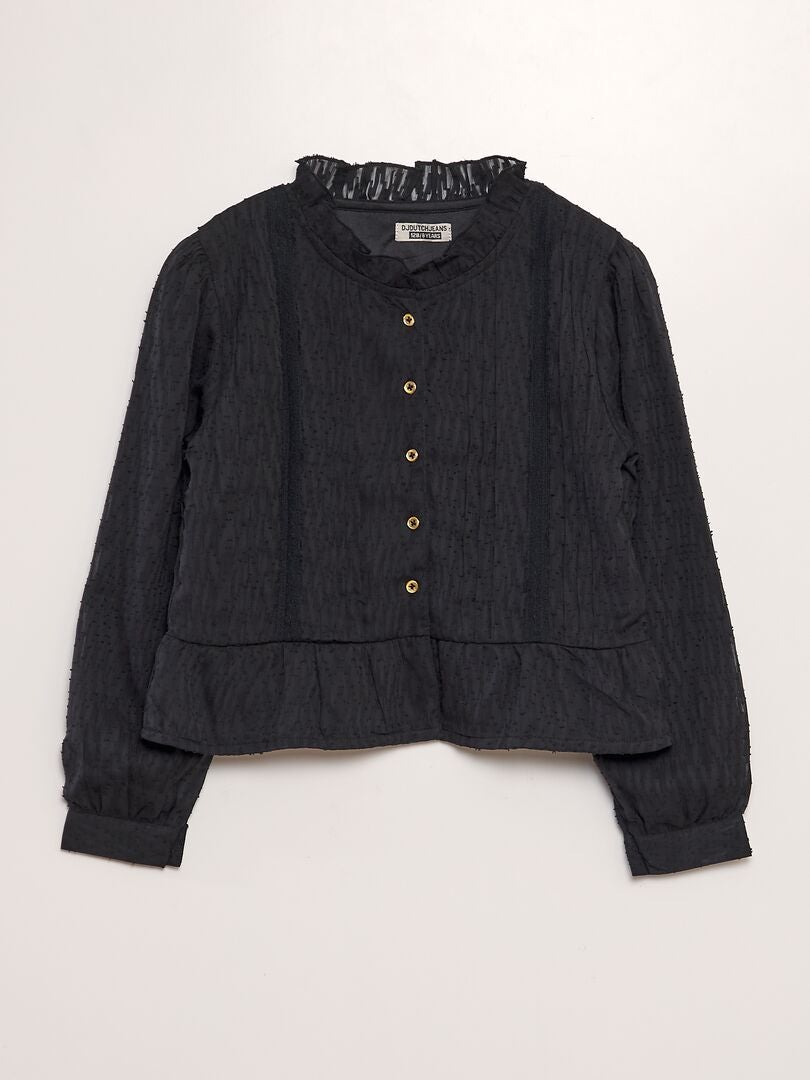 Blouse en plumetis noir - Kiabi