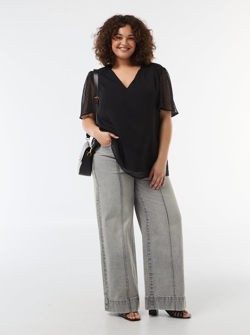 Blouse en plumetis Noir - Kiabi