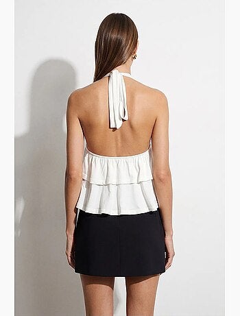 Blouse en popeline à col halter et volant dilvin