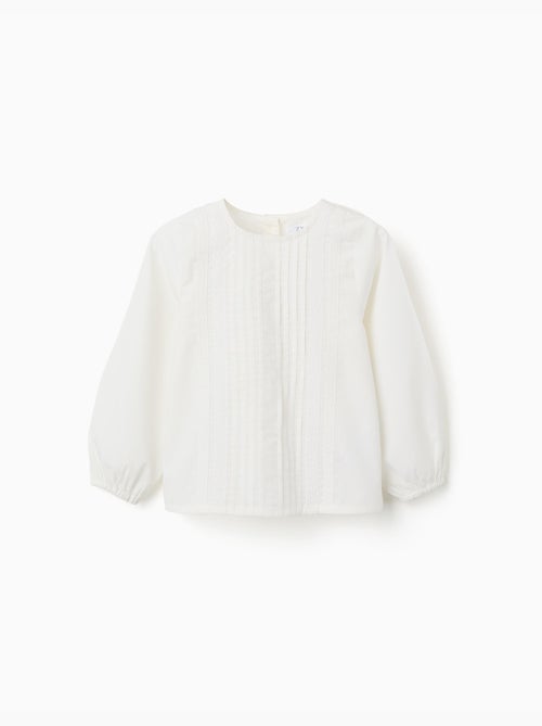 Blouse en popeline à manches longues et plis - Kiabi