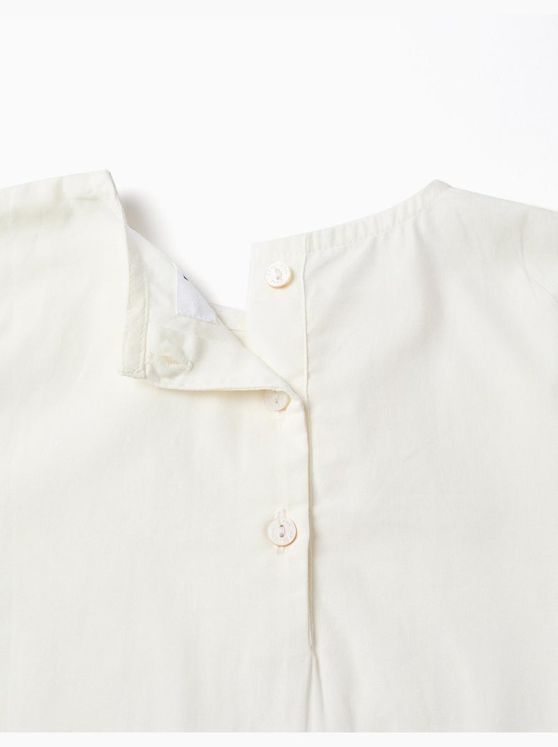 Blouse en popeline à manches longues et plis Blanc - Kiabi