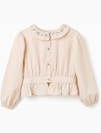 Blouse en popeline à volants et manches ballon B&S