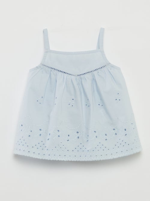 Blouse en popeline avec broderies anglaises - Kiabi