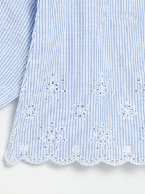 Blouse en popeline avec broderies - Kiabi