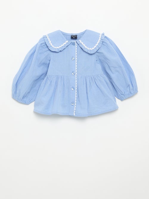 Blouse en popeline avec col claudine - Kiabi