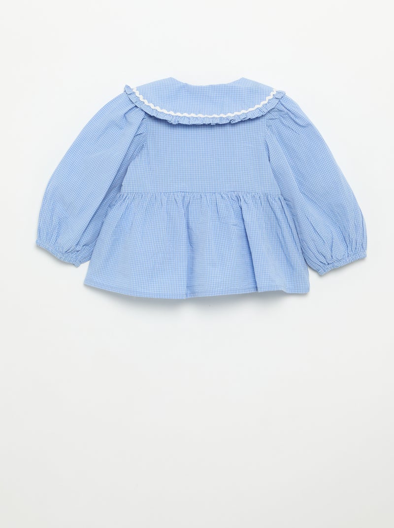 Blouse en popeline avec col claudine Bleu - Kiabi
