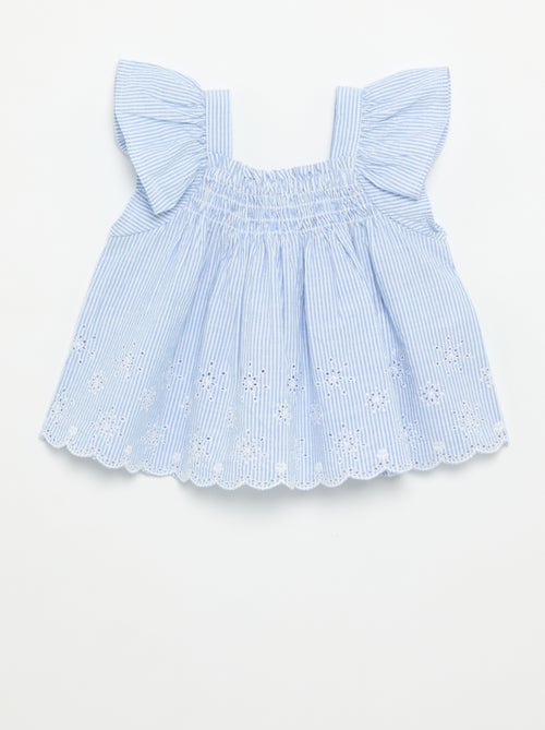 Blouse en popeline avec volants - Kiabi