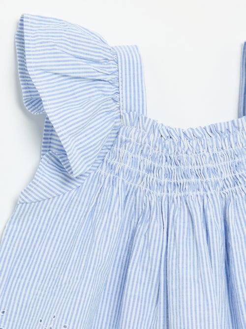 Blouse en popeline avec volants - Kiabi