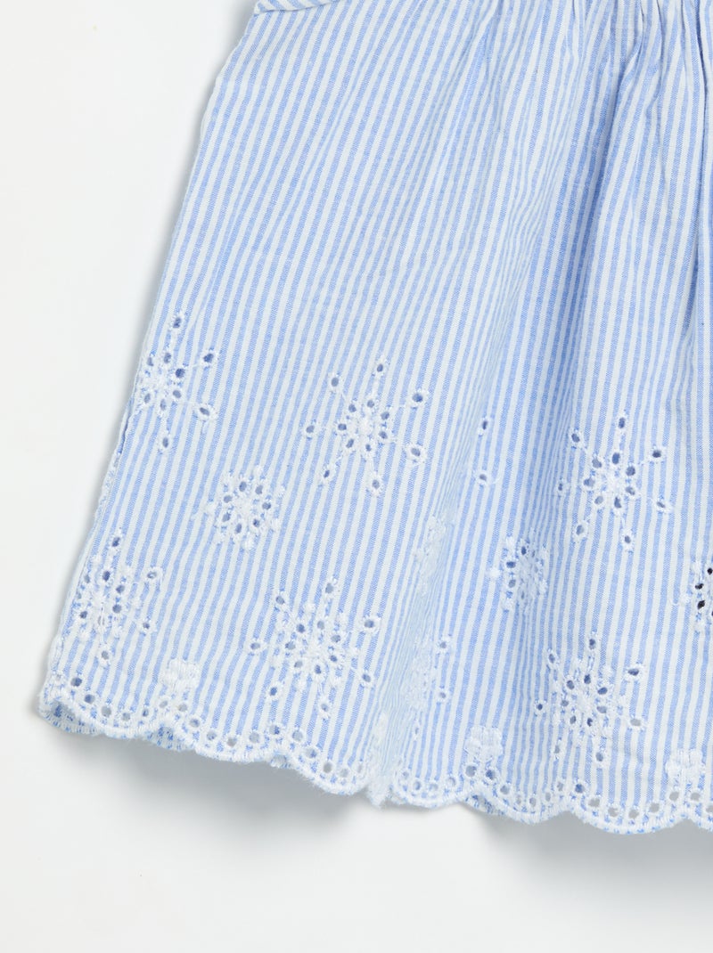 Blouse en popeline avec volants Bleu - Kiabi