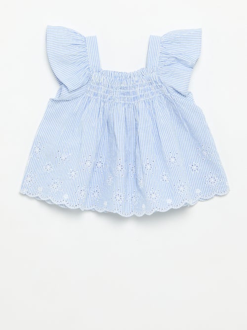 Blouse en popeline avec volants - Kiabi
