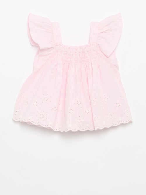 Blouse en popeline avec volants - Kiabi
