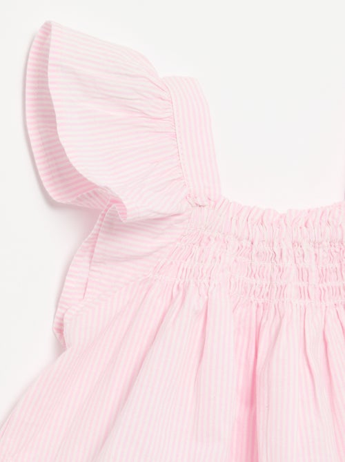 Blouse en popeline avec volants - Kiabi
