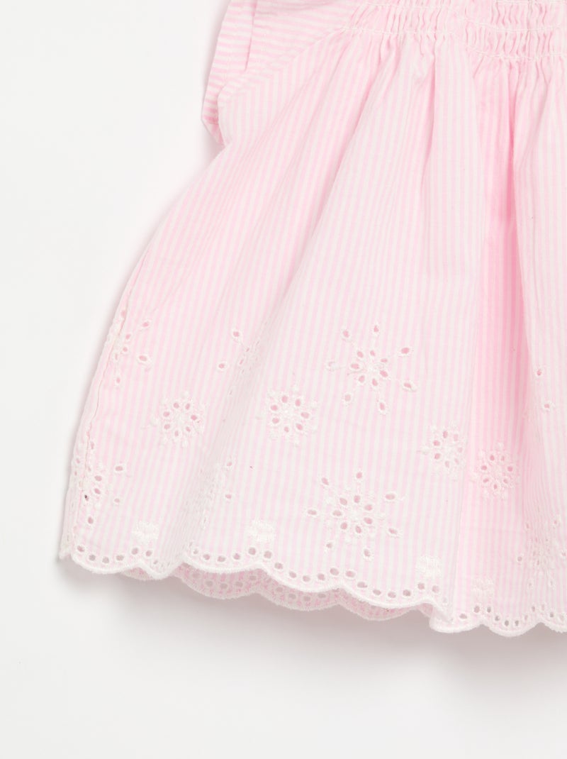 Blouse en popeline avec volants Rose - Kiabi