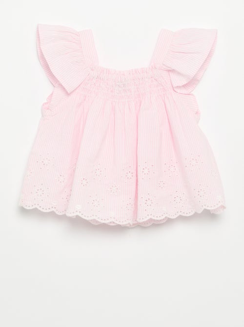 Blouse en popeline avec volants - Kiabi