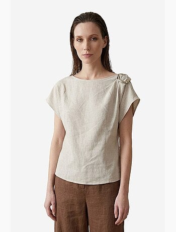 Blouse en popeline de coton à col bateau et nœud my fashion