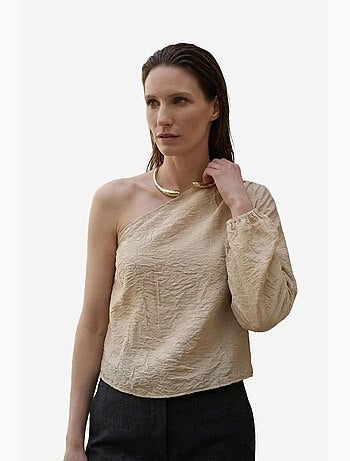 Blouse en popeline de coton asymétrique à découpe my fashion