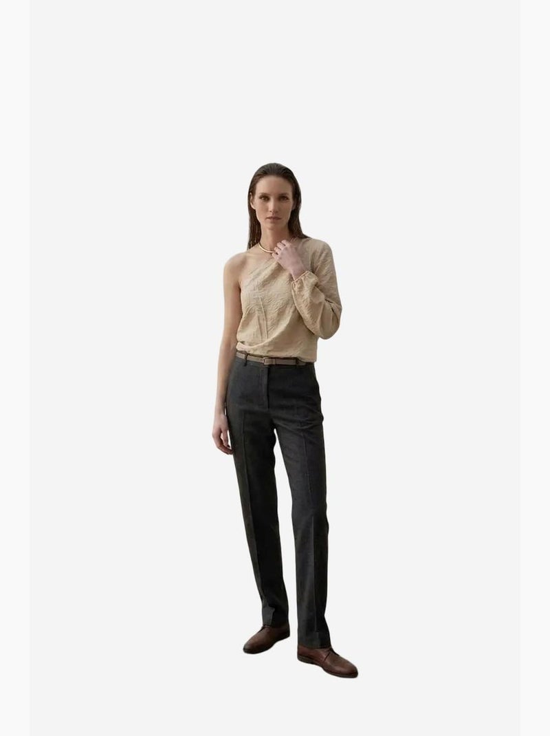Blouse en popeline de coton asymétrique à découpe my fashion Beige argile - Kiabi
