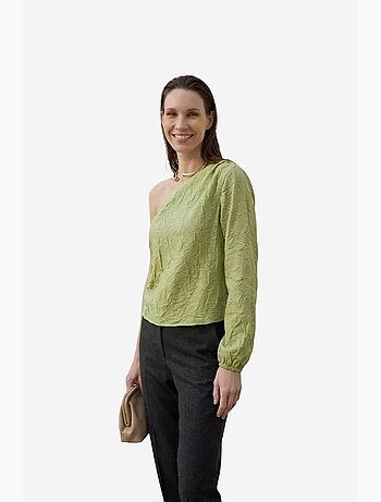 Blouse en popeline de coton asymétrique à découpe my fashion