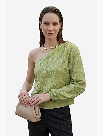 Blouse en popeline de coton asymétrique à découpe my fashion