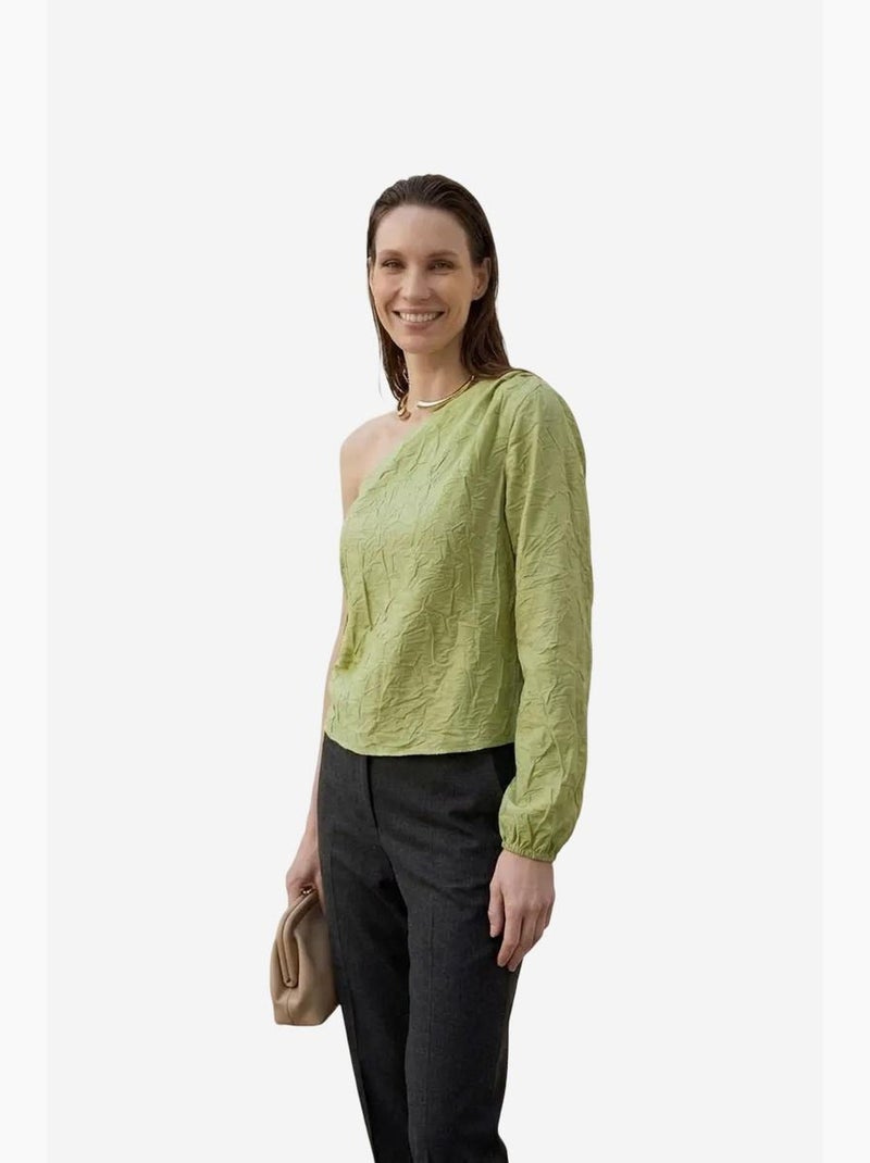 Blouse en popeline de coton asymétrique à découpe my fashion Vert pastel - Kiabi