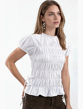 Blouse en popeline froncée busem