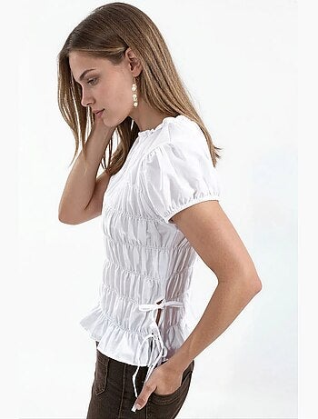 Blouse en popeline froncée busem