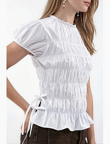 Blouse en popeline froncée busem