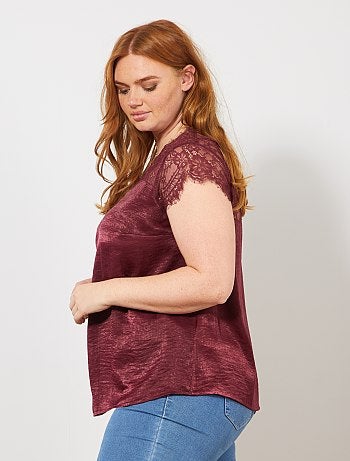 Blouse en satin et dentelle - Kiabi