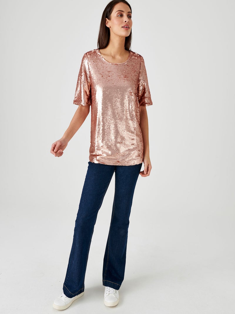 Blouse en sequins - Damart Rose clair - Kiabi