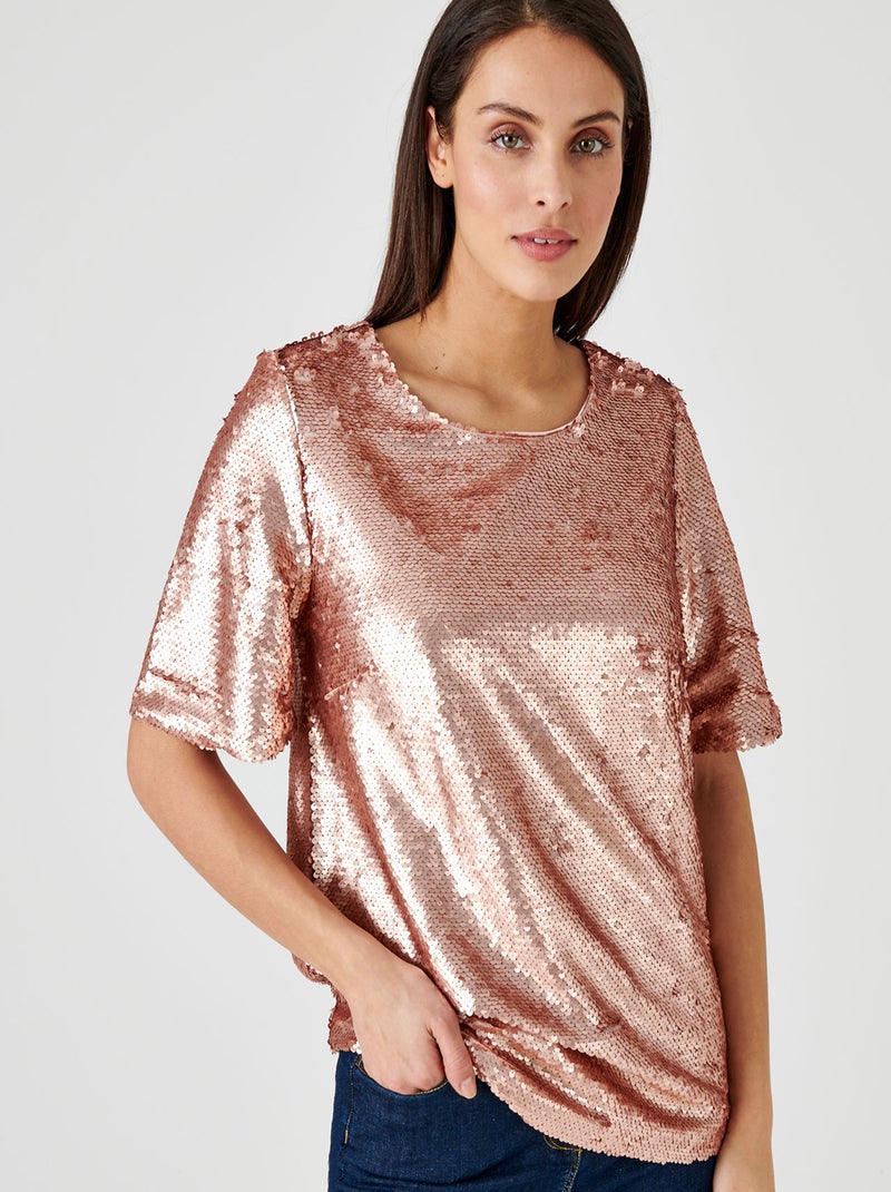 Blouse en sequins - damart Rose clair - Kiabi