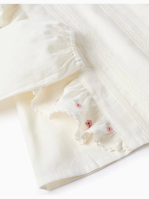 Blouse en sergé avec volants et fleurs - Kiabi