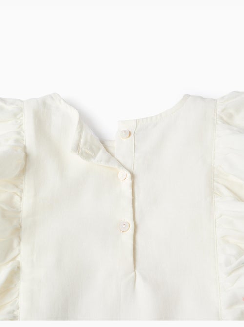 Blouse en sergé avec volants et fleurs - Kiabi