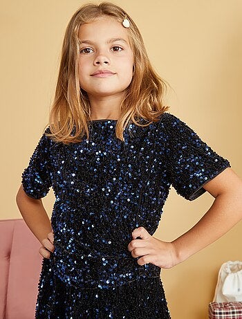 Blouse en velours animée de sequins