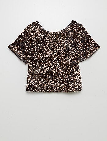 Blouse en velours animée de sequins