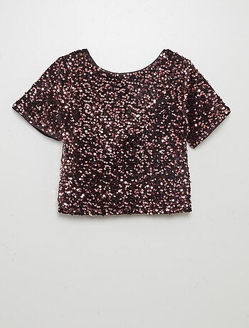 Blouse en velours animée de sequins