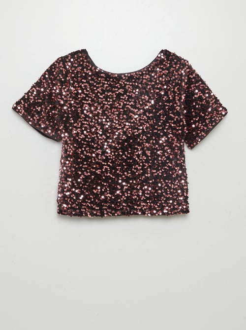 Blouse en velours animée de sequins - Kiabi