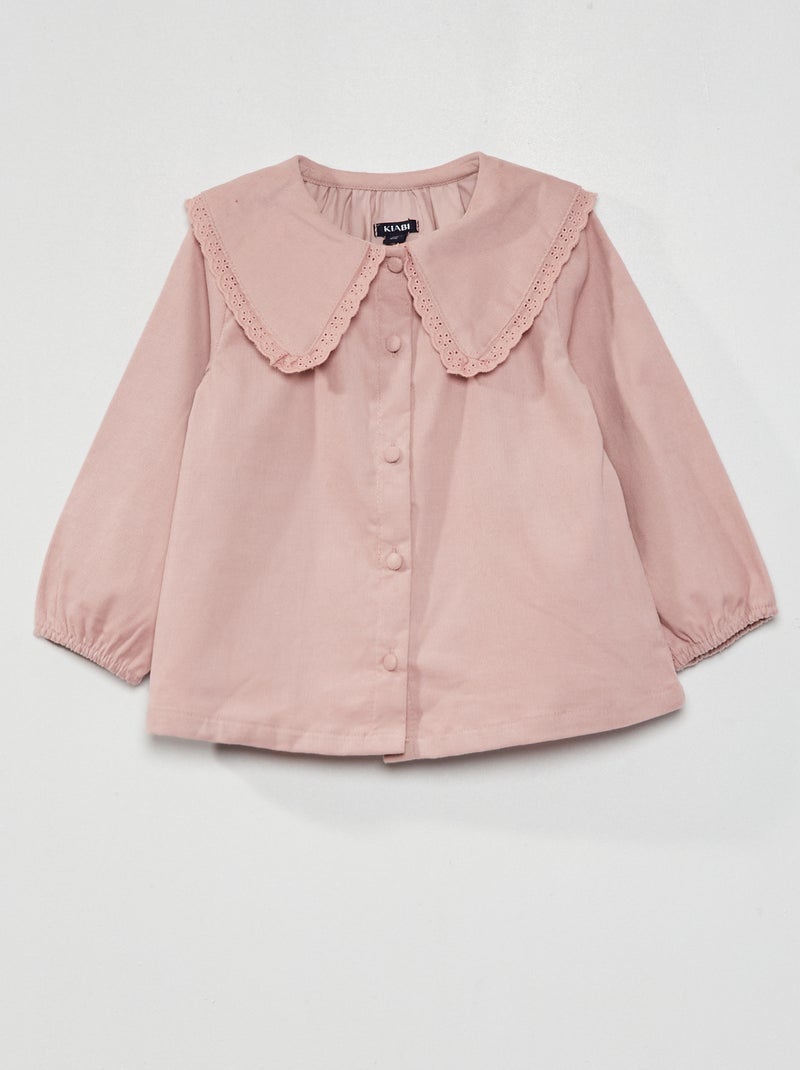 Blouse en velours avec col brodé Violet - Kiabi