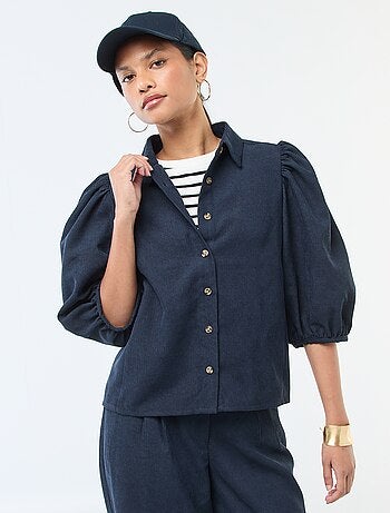 Blouse en velours avec manches 3/4