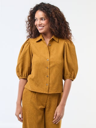 Blouse en velours avec manches 3/4