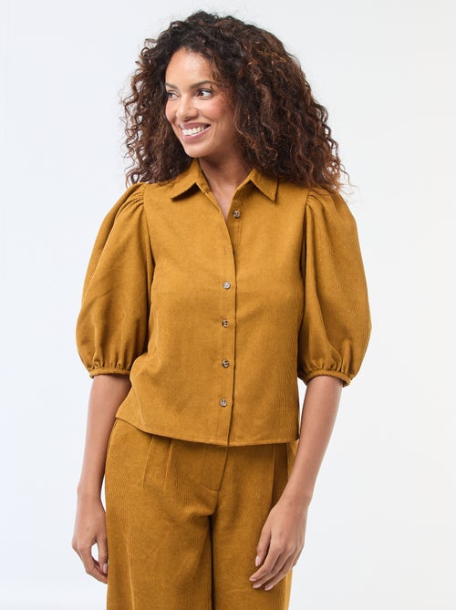 Blouse Chemise Femme En Microfibre - Taille 40 - Marque Juliette - Couleur Marron/noir Rayé - État Très Bon