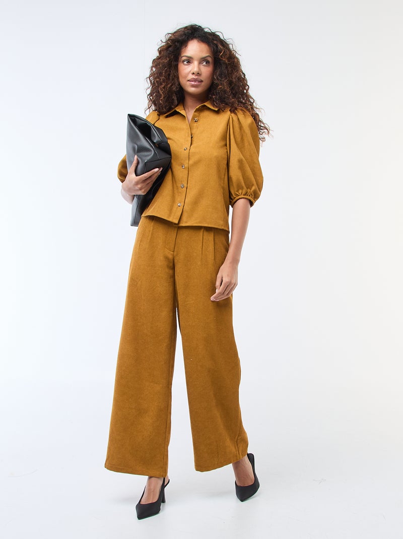 Blouse en velours avec manches 3/4 Jaune - Kiabi
