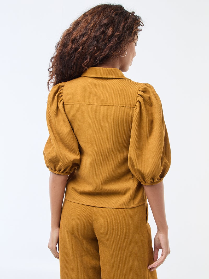 Blouse en velours avec manches 3/4 Jaune - Kiabi
