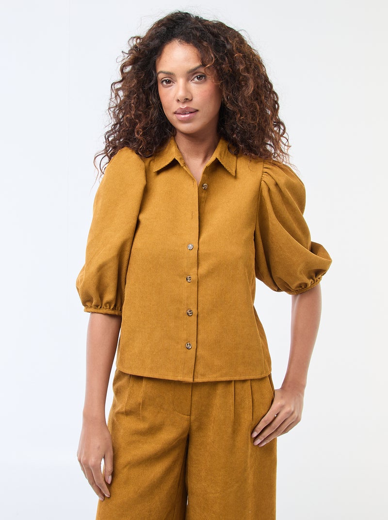 Blouse en velours avec manches 3/4 Jaune - Kiabi