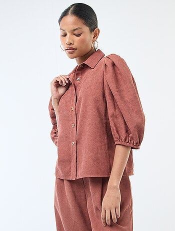 Blouse en velours avec manches 3/4