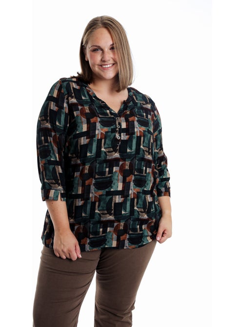 Blouse en viscoce imprimé graphique PAPRIKA - Kiabi