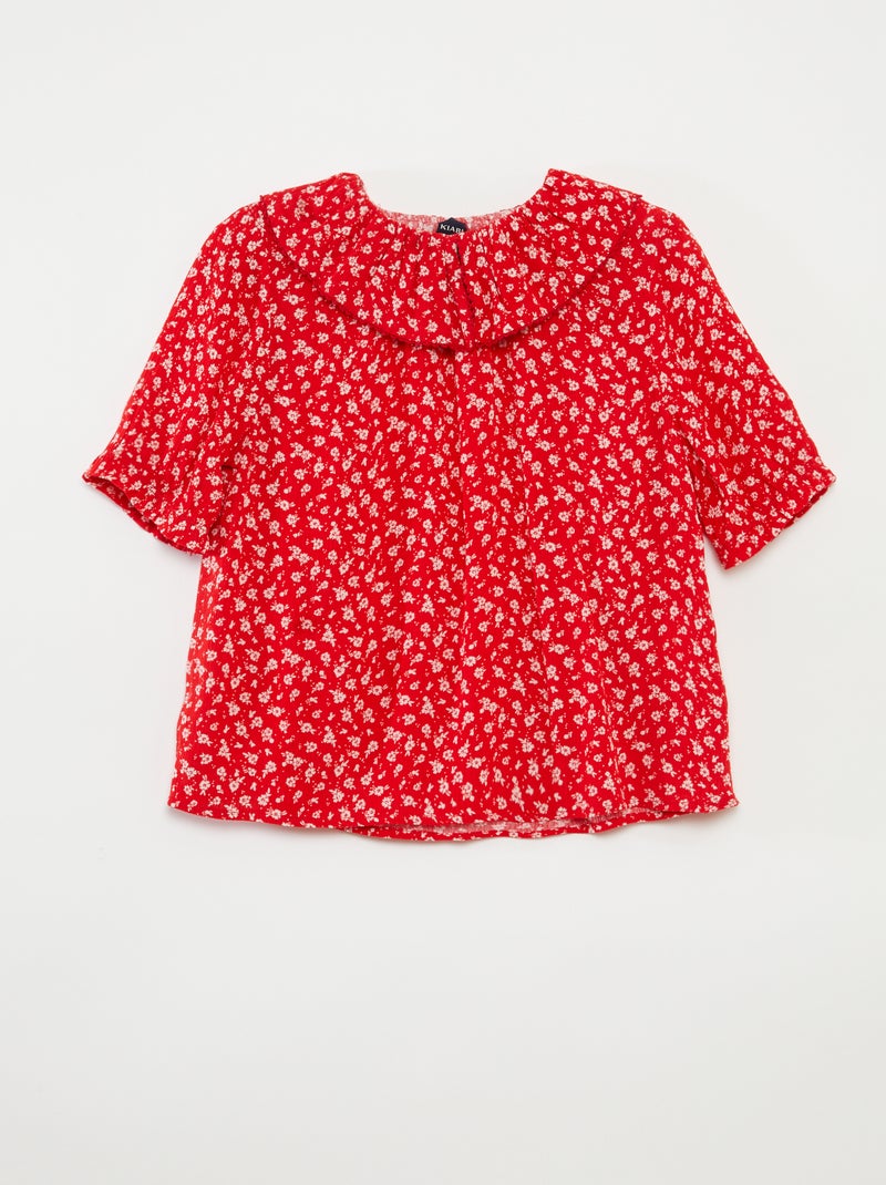 Blouse en viscose col volanté - So Easy ROUGE - Kiabi