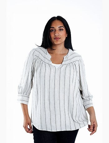 Blouse en viscose et lin rayée PAPRIKA