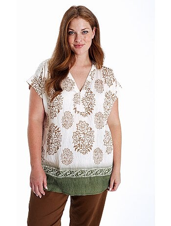 Blouse en viscose imprimé cachemire avec dos filet PAPRIKA